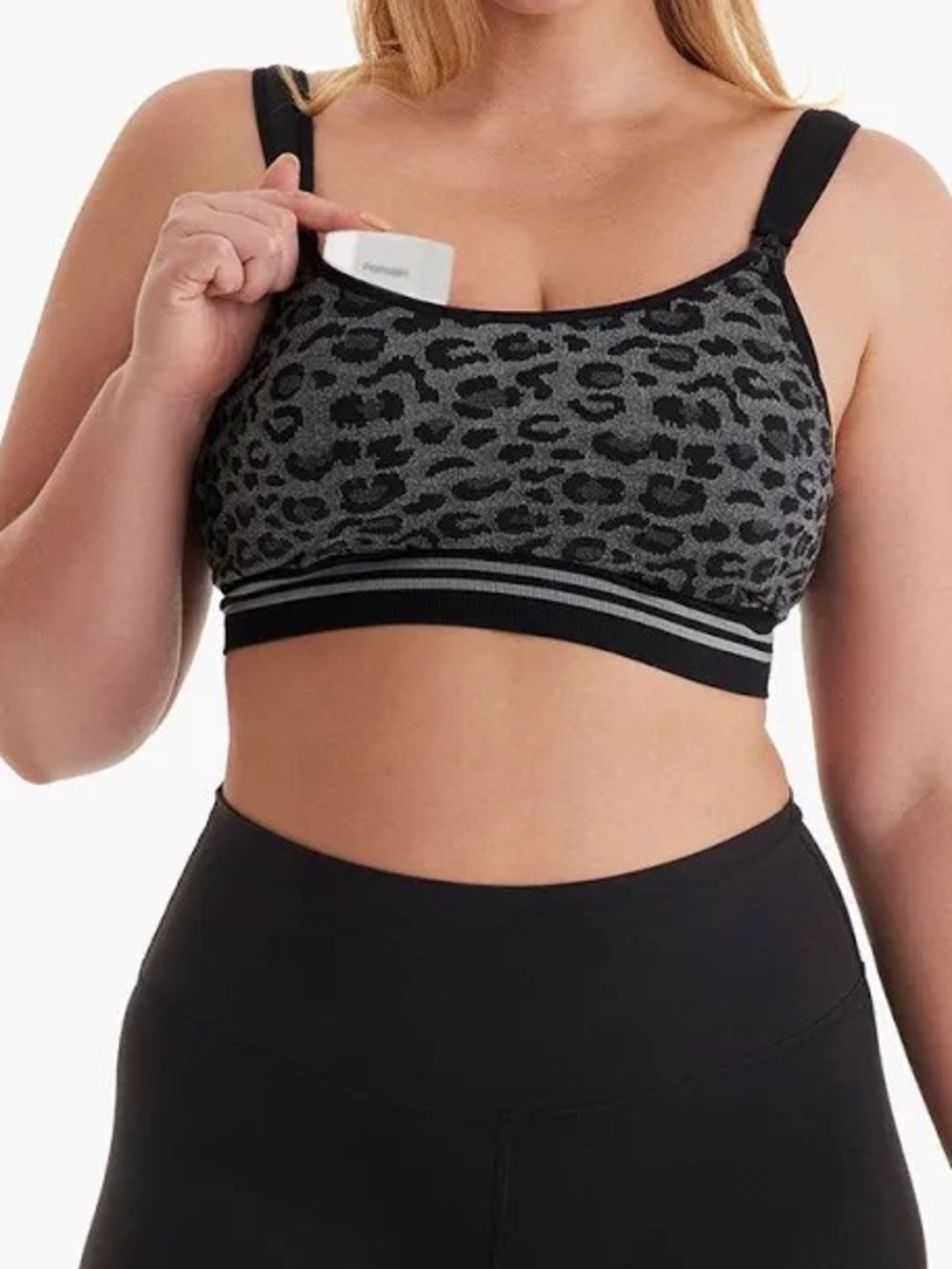 2 x MOMCOZY | Gray Leopard Wireless Nursing pumping Bra | Large x 2 bras
